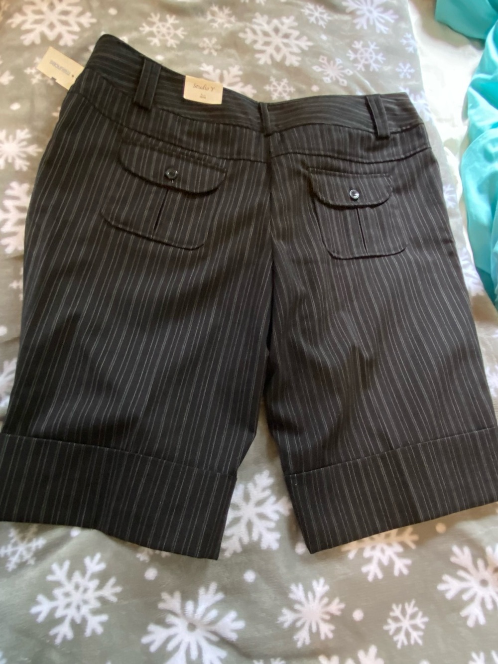 Studio Y Black Pinstripe Bermuda Shorts - Picture 2 of 3